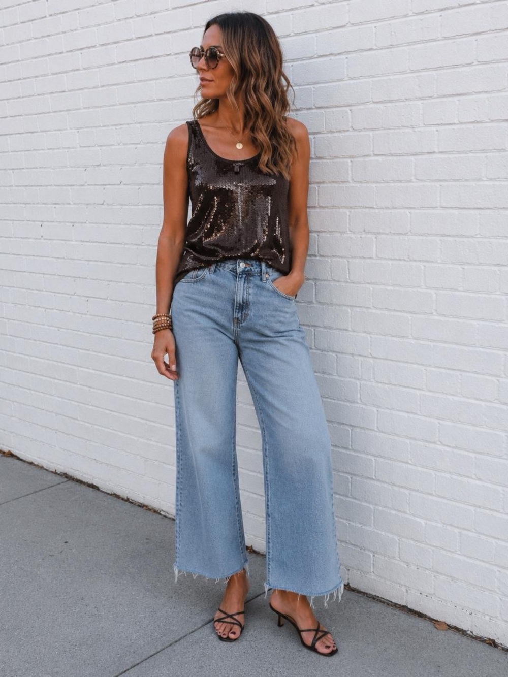 DKNY Brown Sequin Tank Top